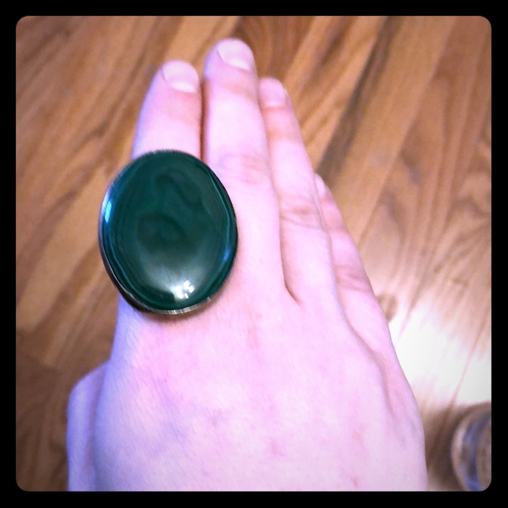 Malachite sterling silver cocktail ring